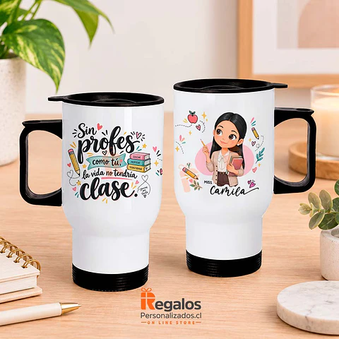 Mug térmico personalizado con diseño Profesora