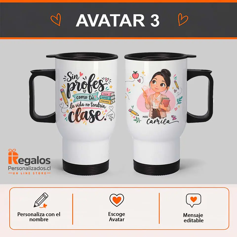 Mug térmico personalizado con diseño Profesora 4