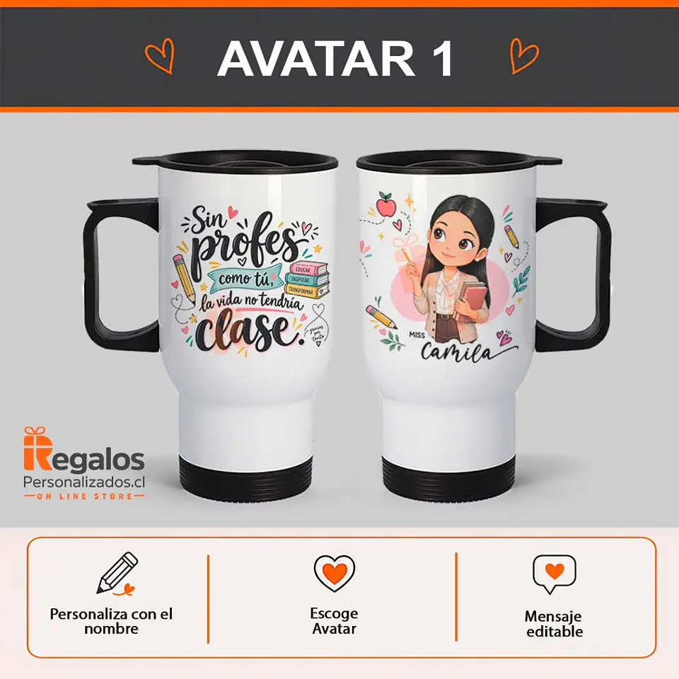 Mug térmico personalizado con diseño Profesora 2