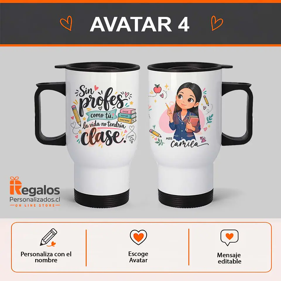 Mug térmico personalizado con diseño Profesora 5