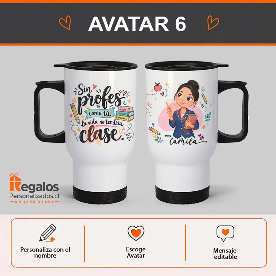Mug térmico personalizado con diseño Profesora 7