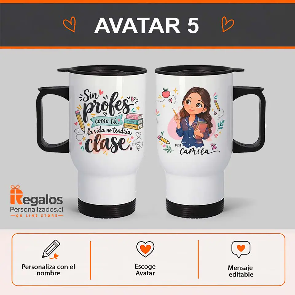 Mug térmico personalizado con diseño Profesora 6