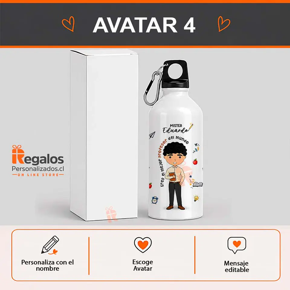 Botella de agua personalizada con diseño Profesor 5