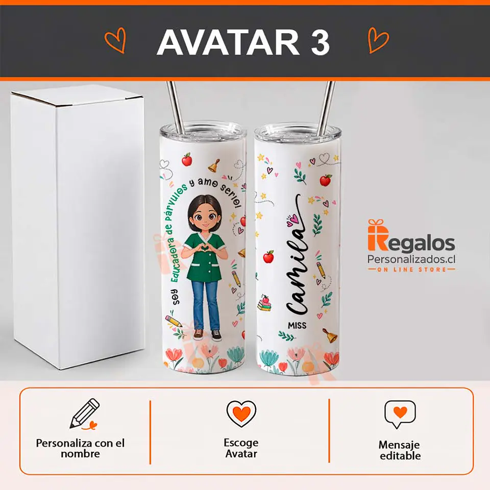 Vaso térmico tumbler diseño Educadora de Párvulos 4