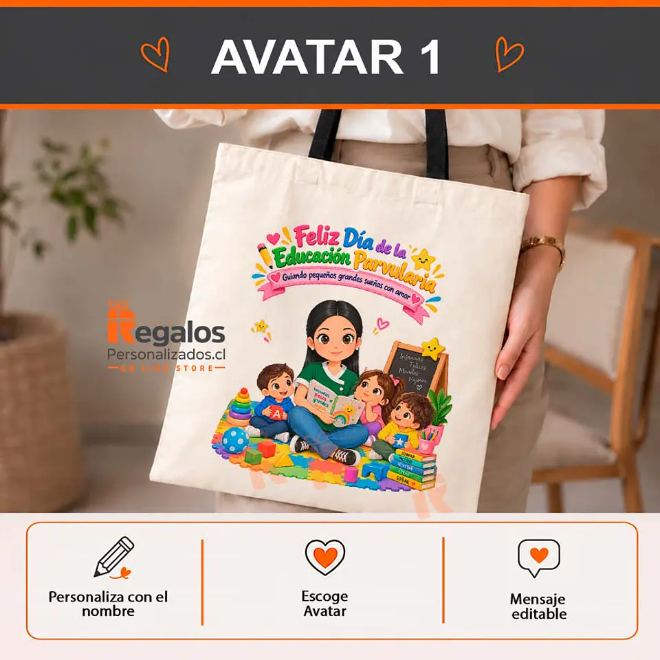 Bolsa crea algodón diseño Educadora de Párvulos 2