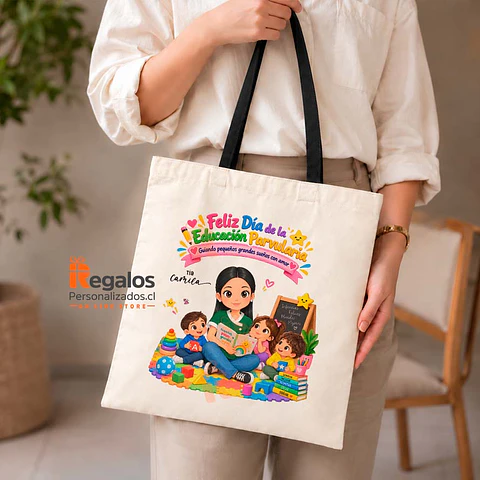 Bolsa crea algodón diseño Educadora de Párvulos