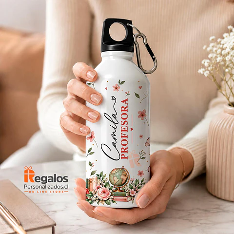 Botella de agua diseño Educación Mujer, personalizada con nombre