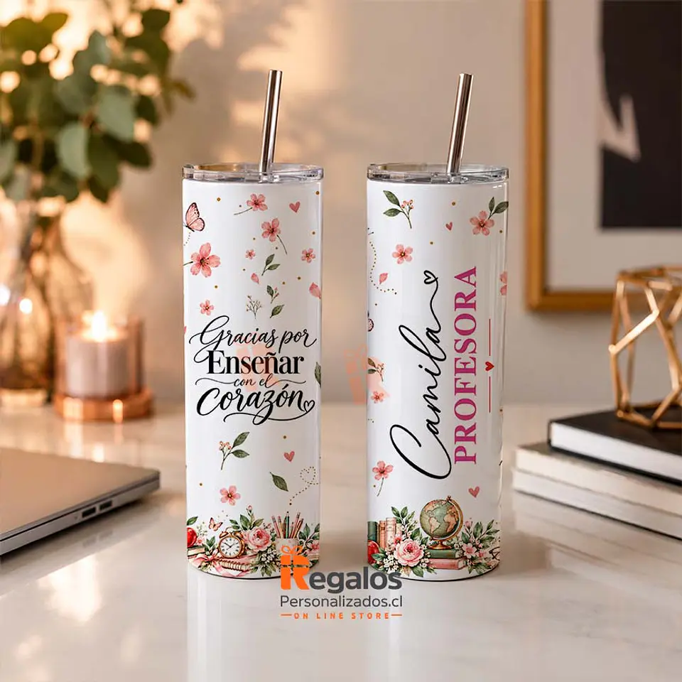 Vaso térmico tumbler diseño Educación, personalizado con nombre 1