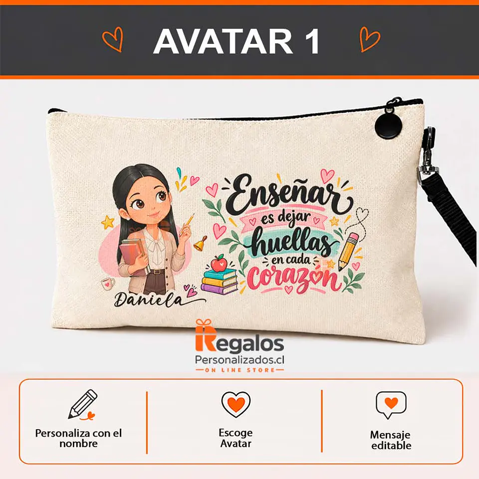 Estuche personalizado con diseño Profesora  2