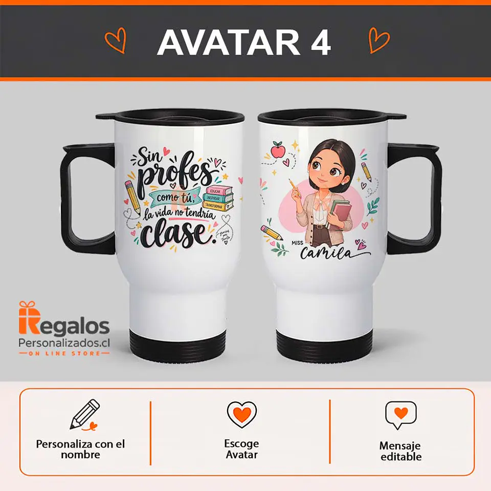 Mug térmico personalizado con diseño Profesora 5