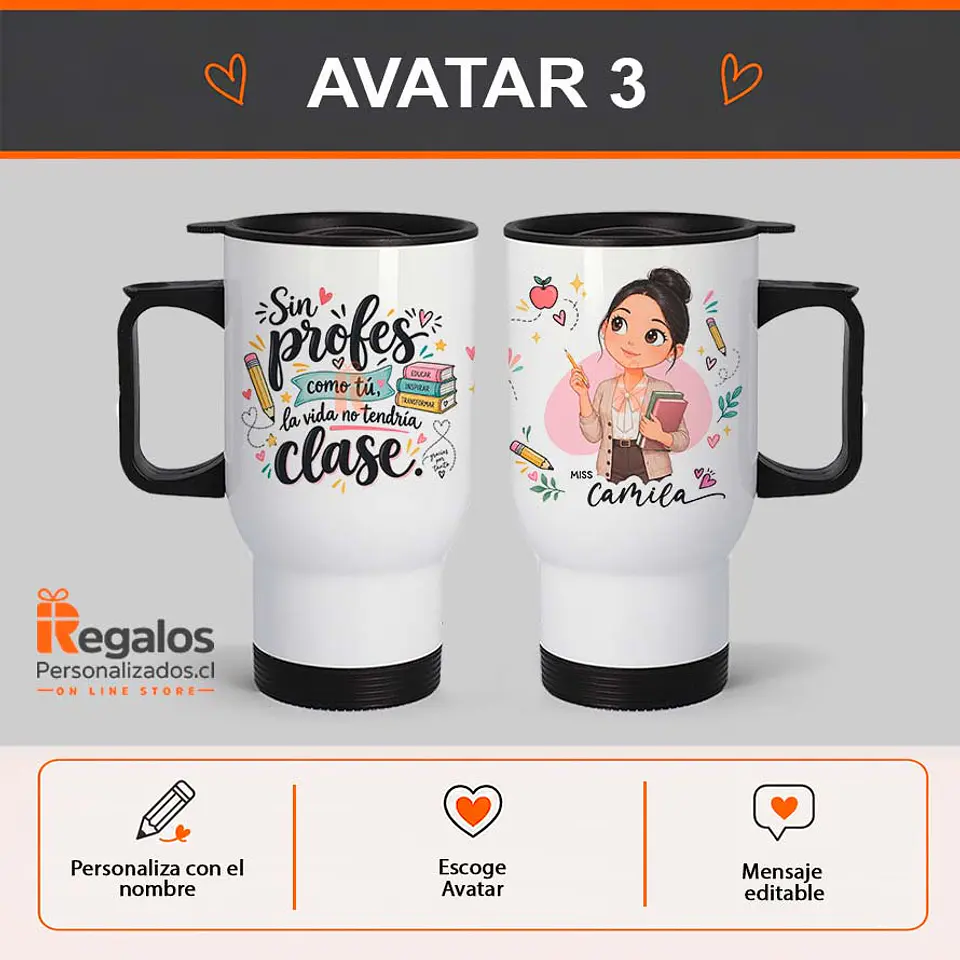 Mug térmico personalizado con diseño Profesora 4