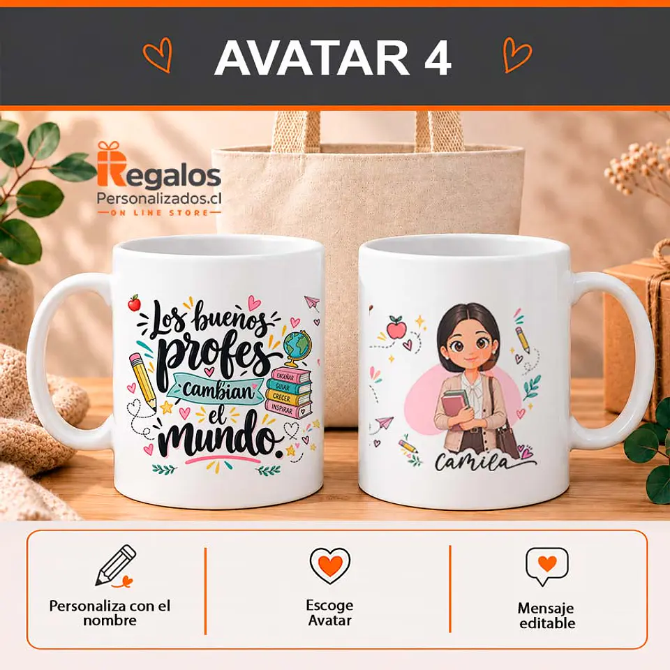 Tazón en tote bag personalizado con diseño Profesora 5