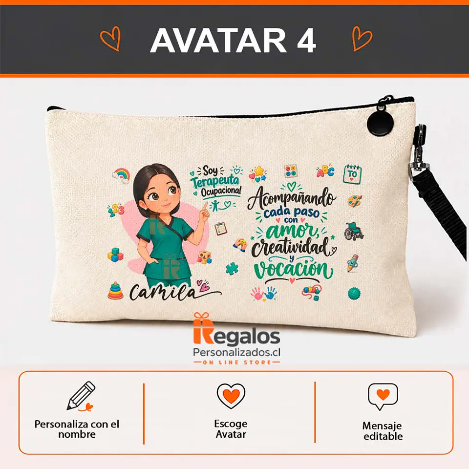 Estuche personalizado con diseño Terapeuta Ocupacional Mujer 5