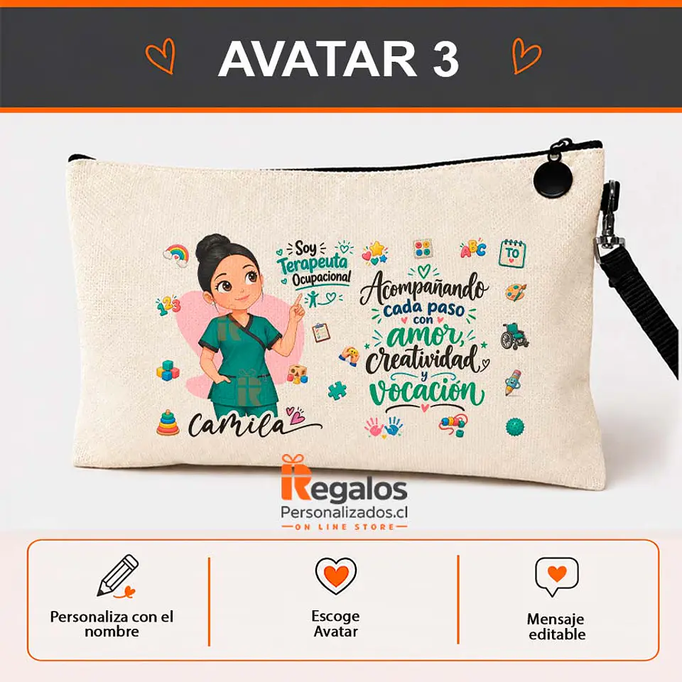 Estuche personalizado con diseño Terapeuta Ocupacional Mujer 4