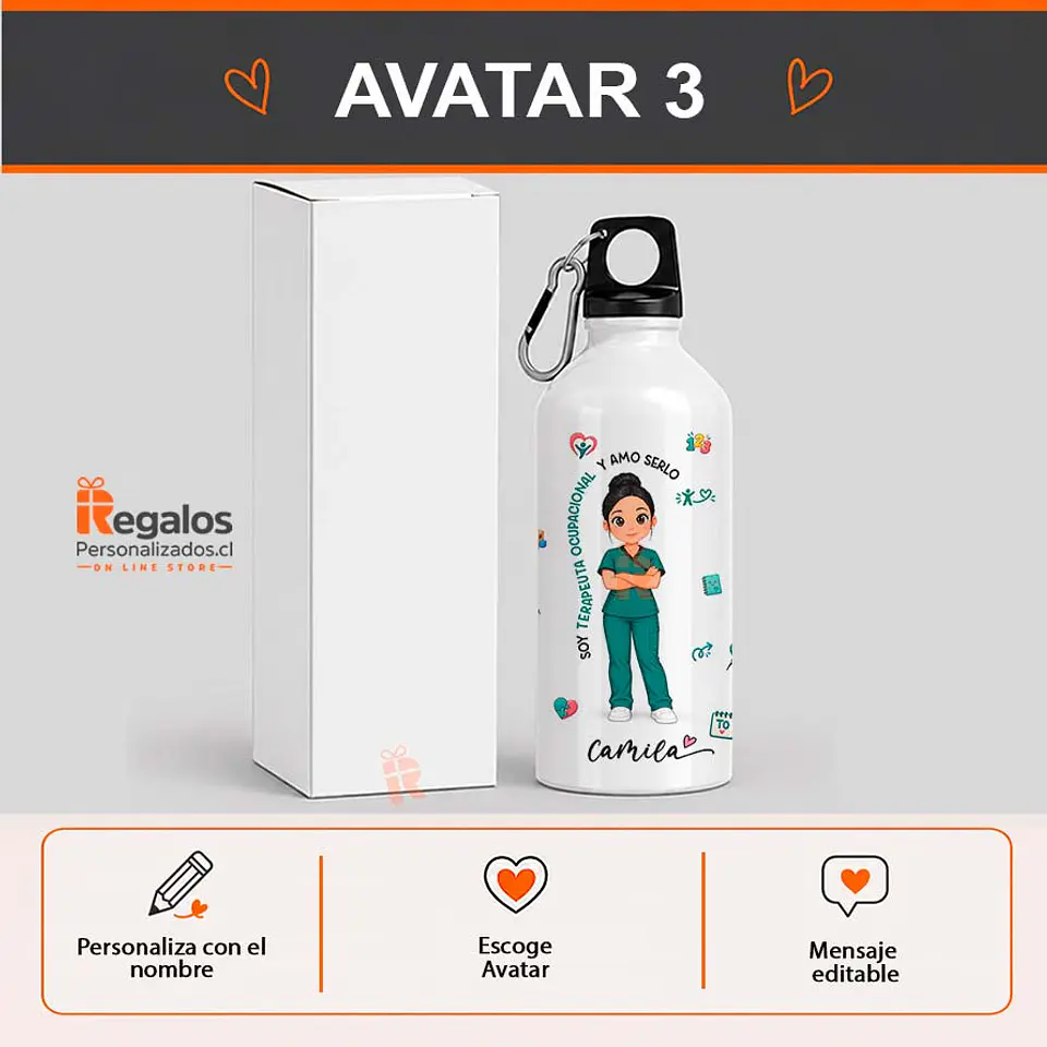 Botella de agua personalizada con diseño Terapeuta Ocupacional  4