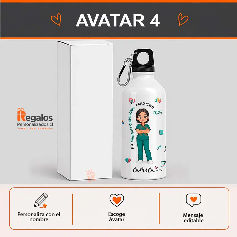Botella de agua personalizada con diseño Terapeuta Ocupacional  5