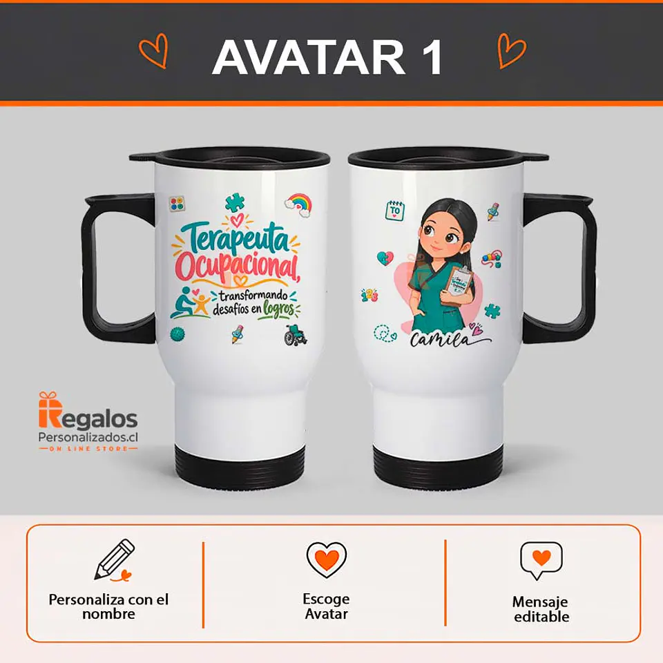 Mug térmico personalizado con diseño Terapeuta Ocupacional 2