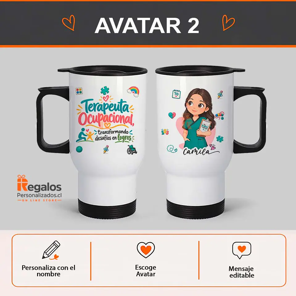Mug térmico personalizado con diseño Terapeuta Ocupacional 3