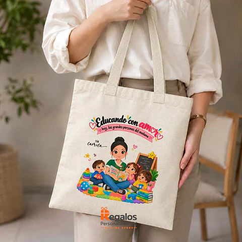 Bolsa lino diseño Educadora de Párvulos
