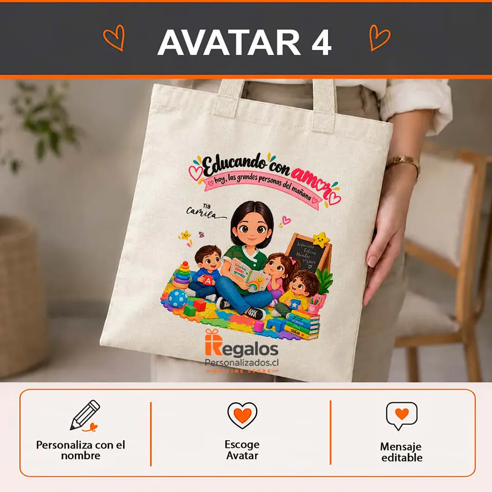 Bolsa lino diseño Educadora de Párvulos 5