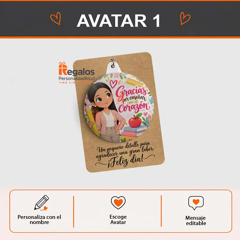 Llavero espejo Personalizado con diseño Profesora 2