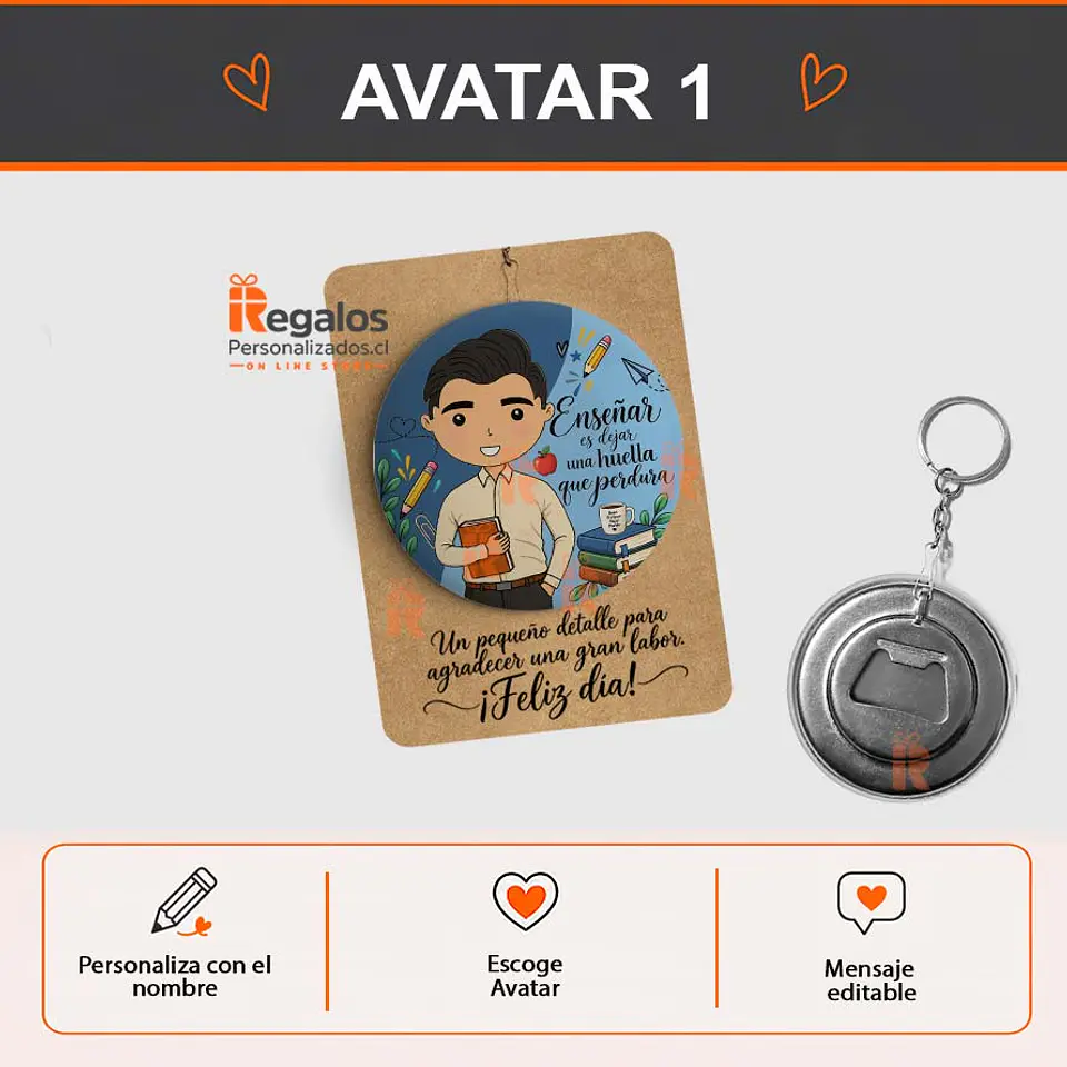 Llavero destapador Personalizado con diseño Profesor 2
