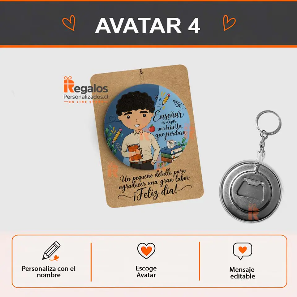 Llavero destapador Personalizado con diseño Profesor 5