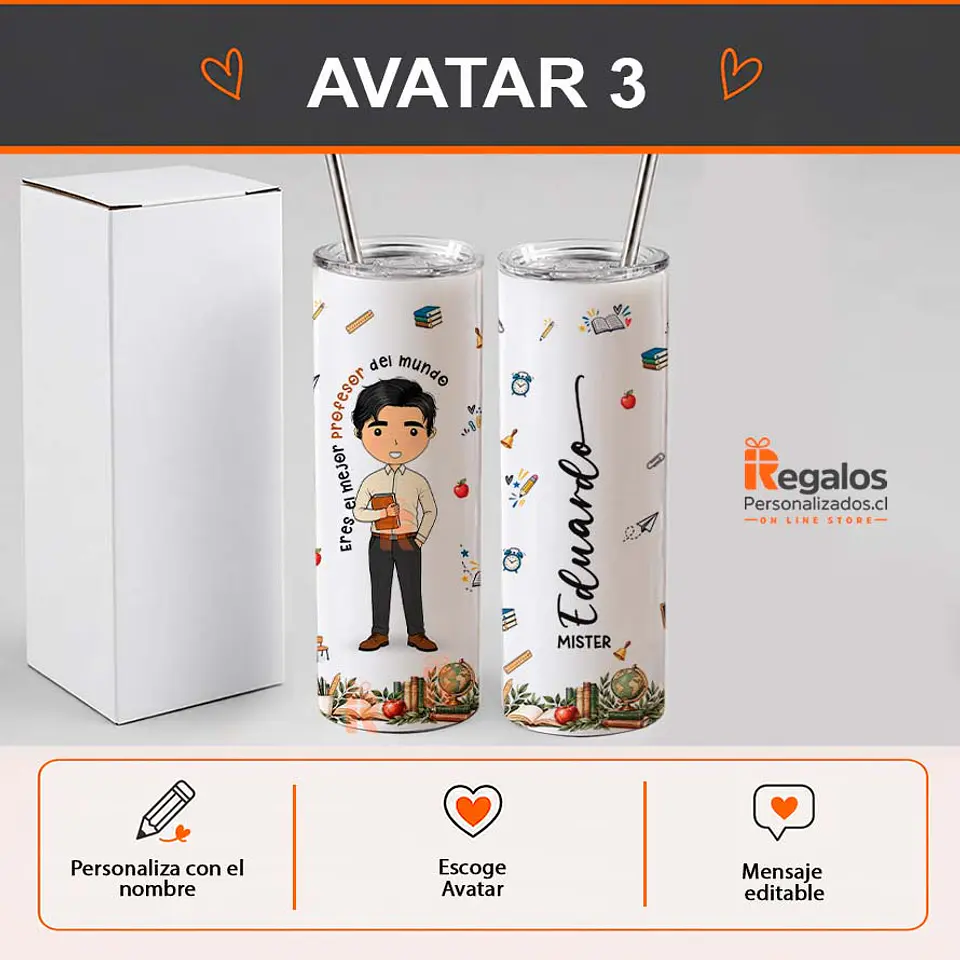Vaso térmico tumbler personalizado con diseño Profesor 4