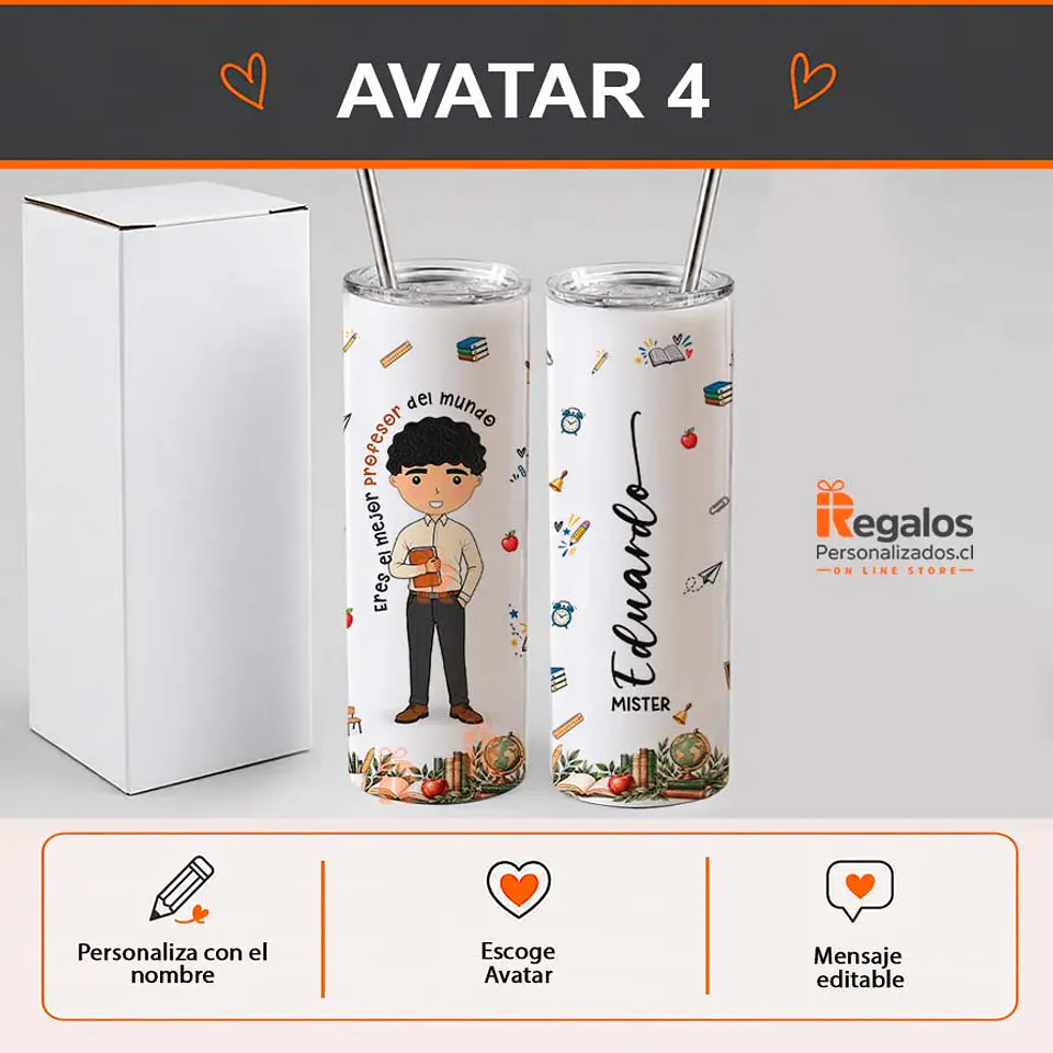 Vaso térmico tumbler personalizado con diseño Profesor 5