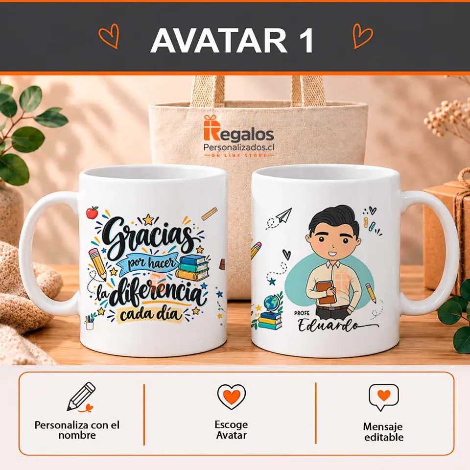 Tazón en tote bag personalizado con diseño Profesor 2