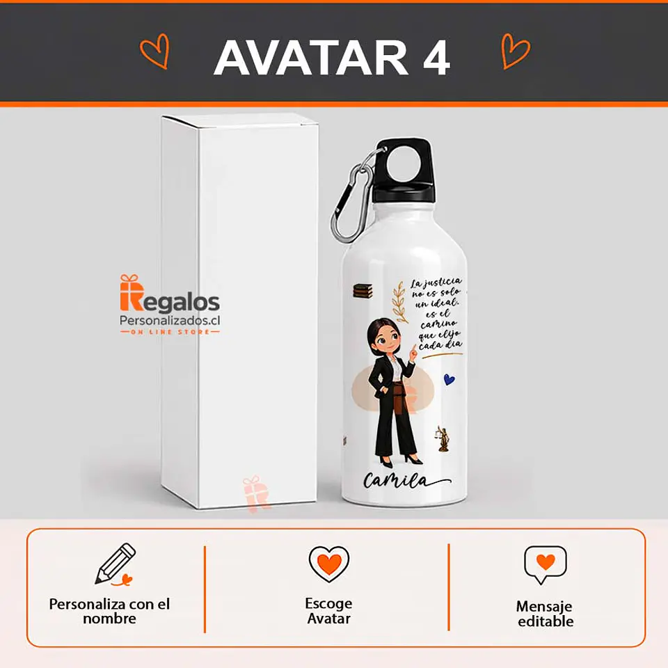 Botella de agua personalizada con diseño Abogada 5
