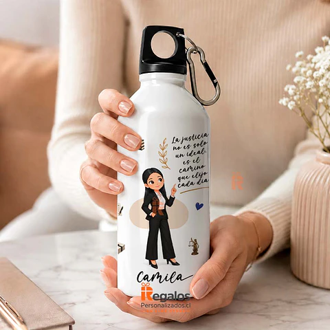 Botella de agua personalizada con diseño Abogada