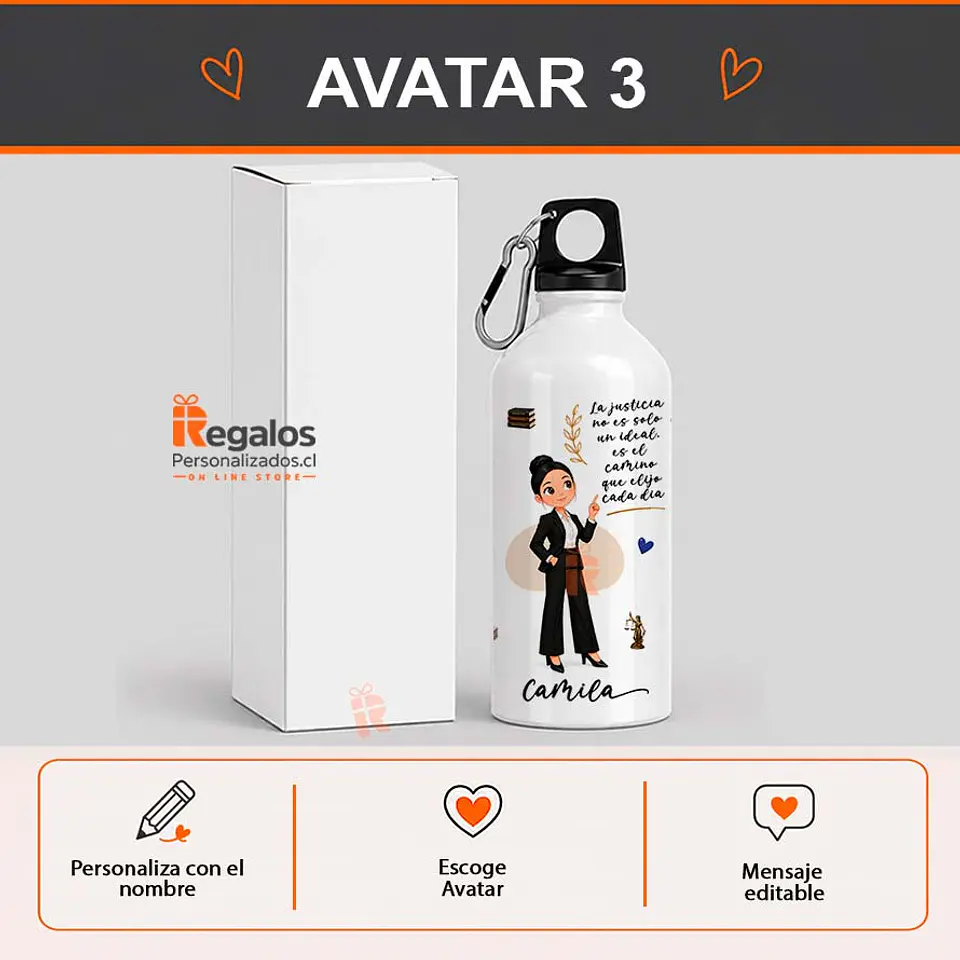 Botella de agua personalizada con diseño Abogada 4