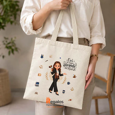 Bolsa lino personalizada con diseño Abogada