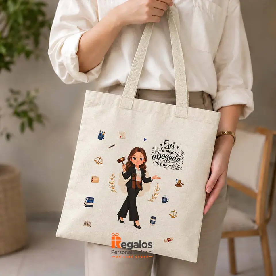 Bolsa lino personalizada con diseño Abogada 1