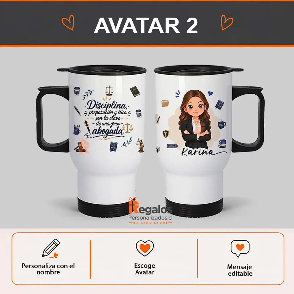 Mug térmico personalizado con diseño para Abogada 3