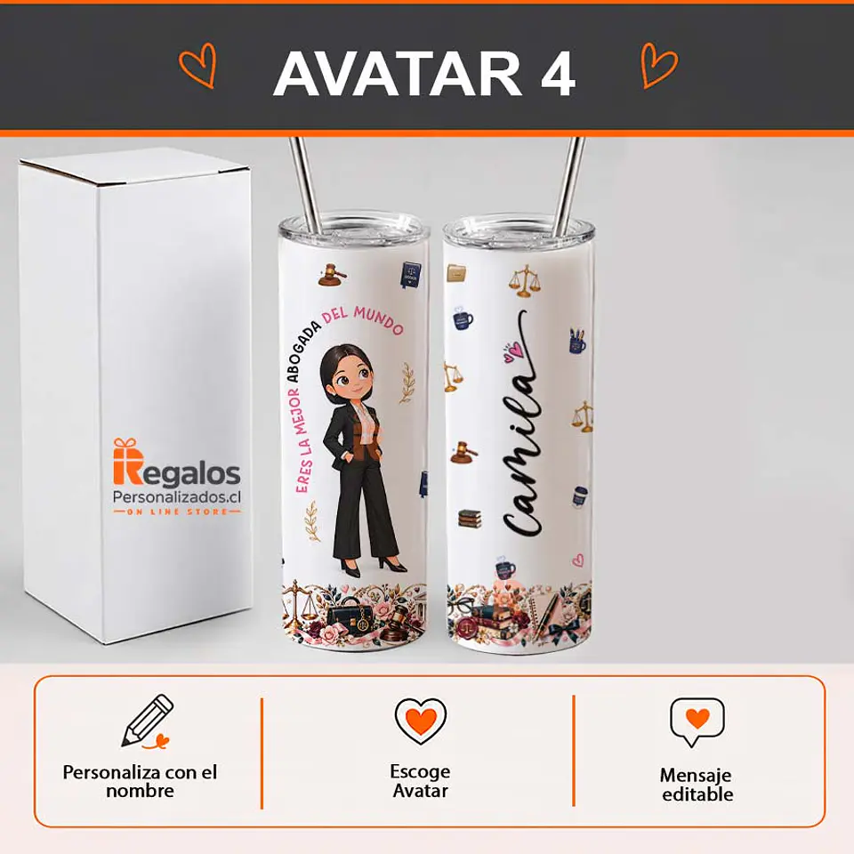 Vaso térmico tumbler personalizado con diseño Abogada 5