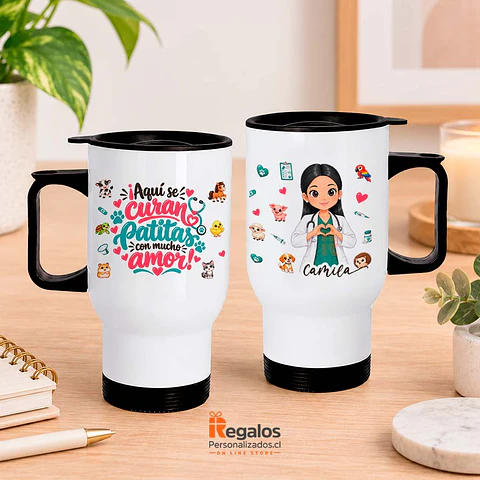 Mug térmico personalizado con diseño Veterinaria