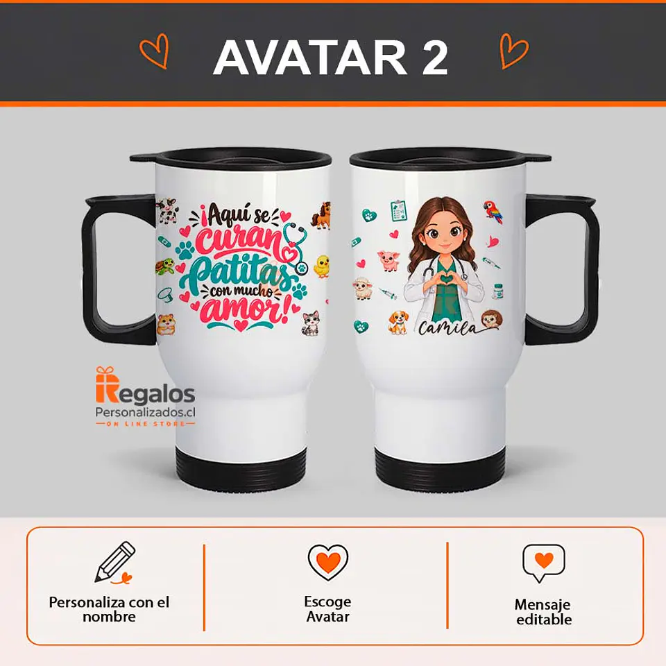 Mug térmico personalizado con diseño Veterinaria 3