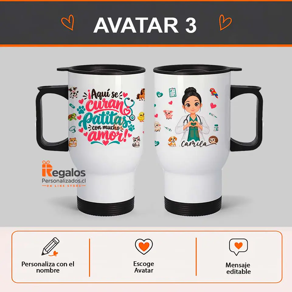 Mug térmico personalizado con diseño Veterinaria 4
