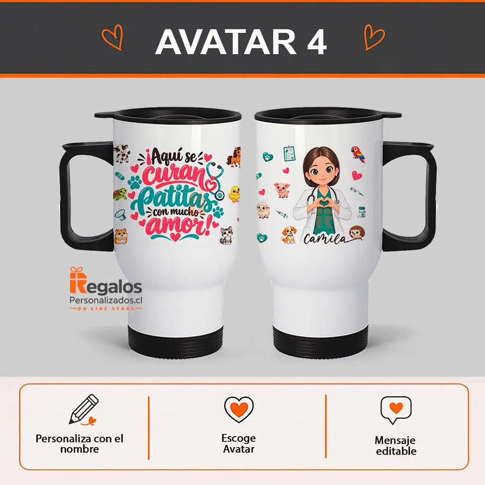 Mug térmico personalizado con diseño Veterinaria 5