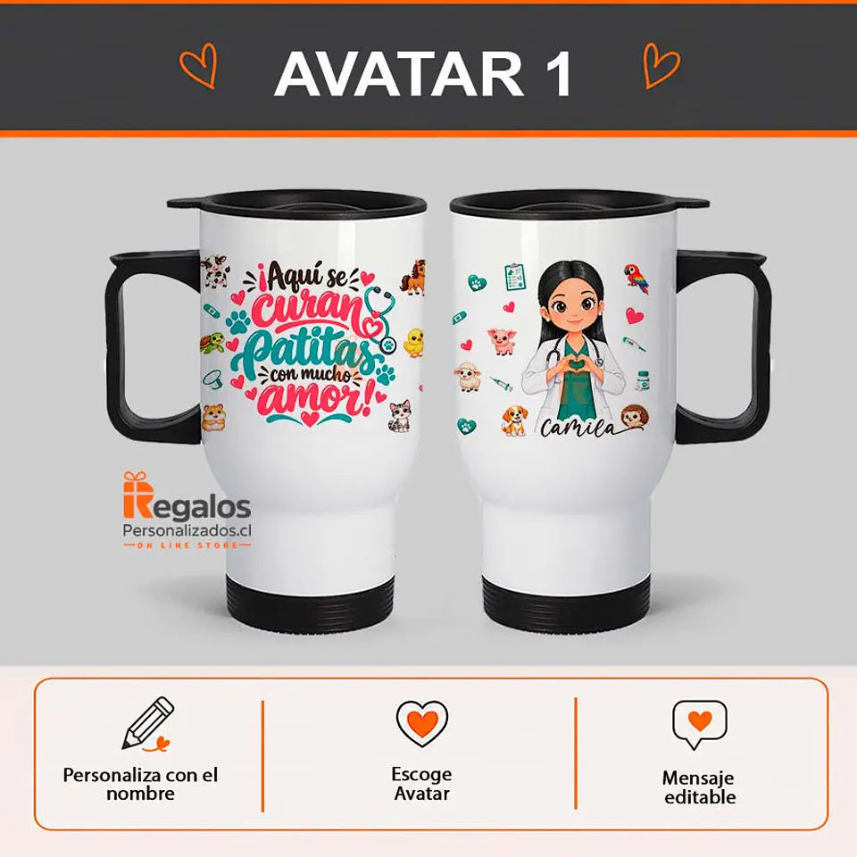 Mug térmico personalizado con diseño Veterinaria 2
