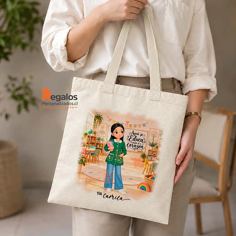 Bolsa lino diseño Educadora de Párvulos
