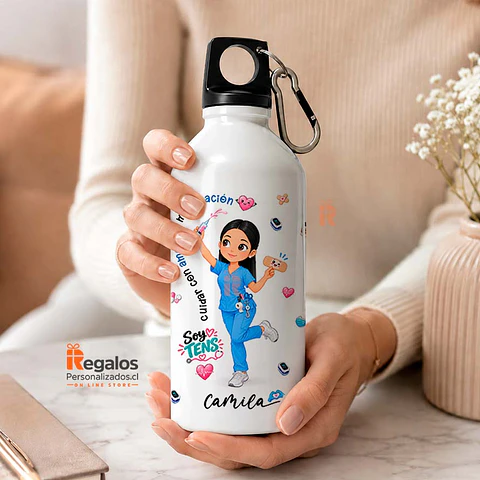 Botella de agua personalizada con diseño TENS mujer
