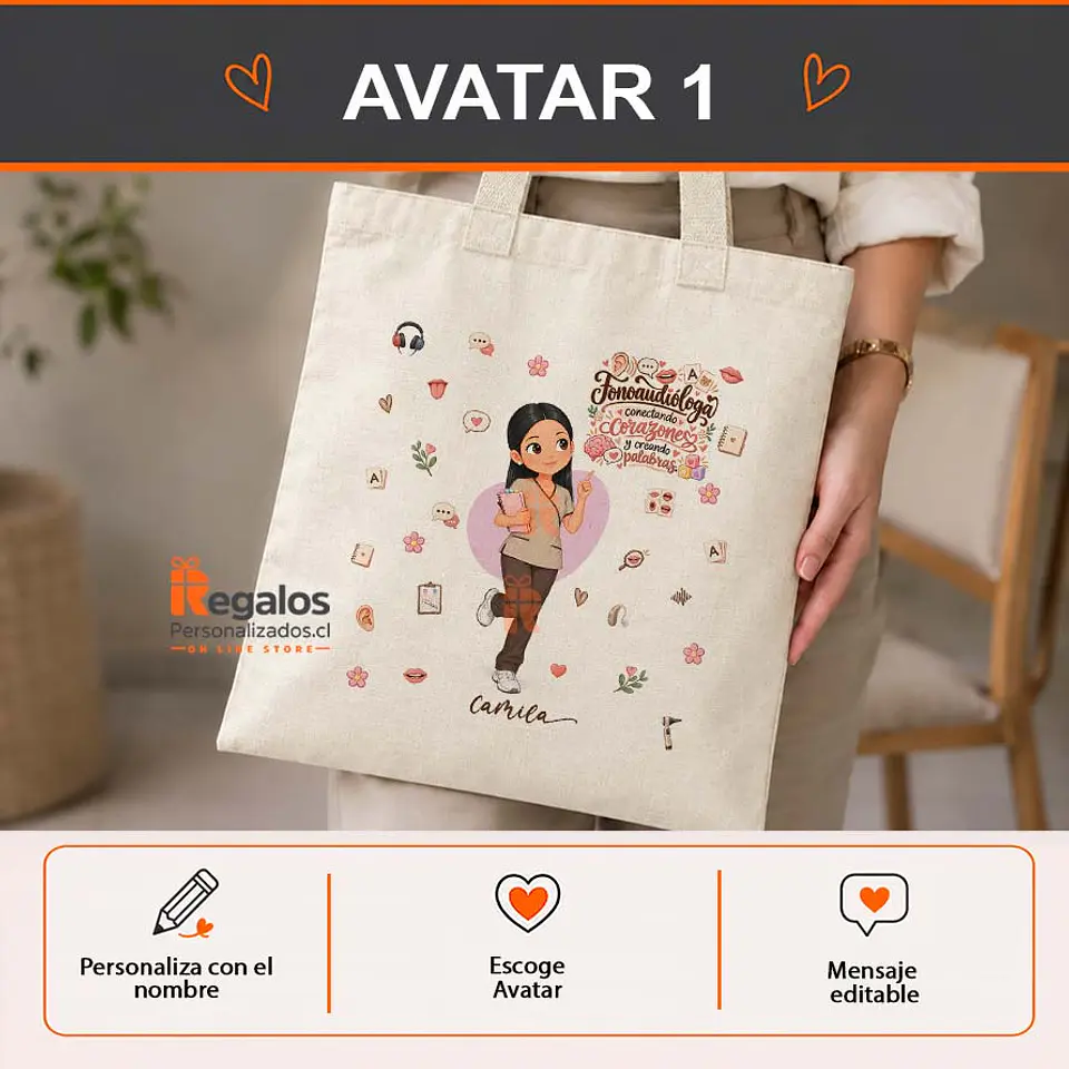 Bolsa lino personalizada con diseño Fonoaudióloga 2
