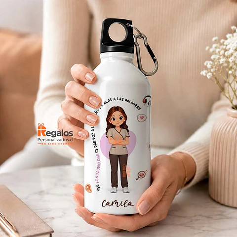 Botella de agua personalizada con diseño Fonoaudióloga