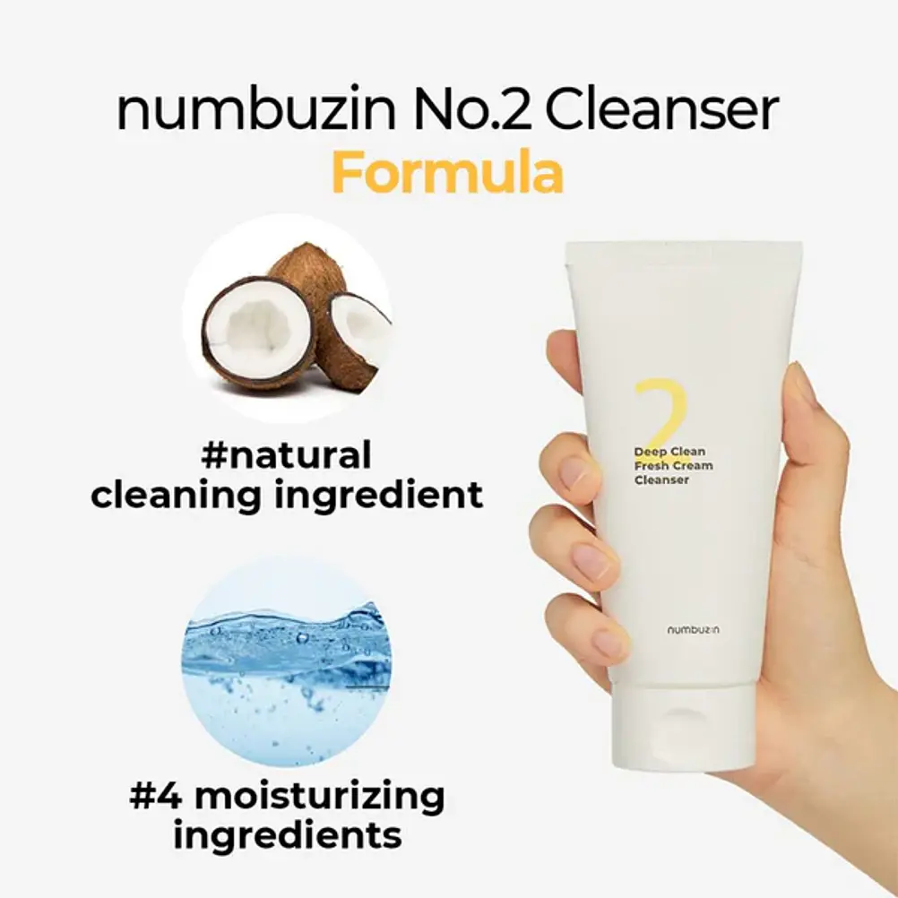 Numbuzin No.2 Deep Clean Fresh Cream Cleanser 120ml | Limpiador Facial Profundo 3