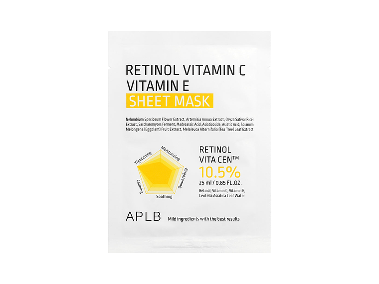 APLB | Mascarilla Facial Rejuvenecedora con Retinol, Vitamina C y Vitamina E 1