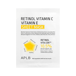 APLB | Mascarilla Facial Rejuvenecedora con Retinol, Vitamina C y Vitamina E