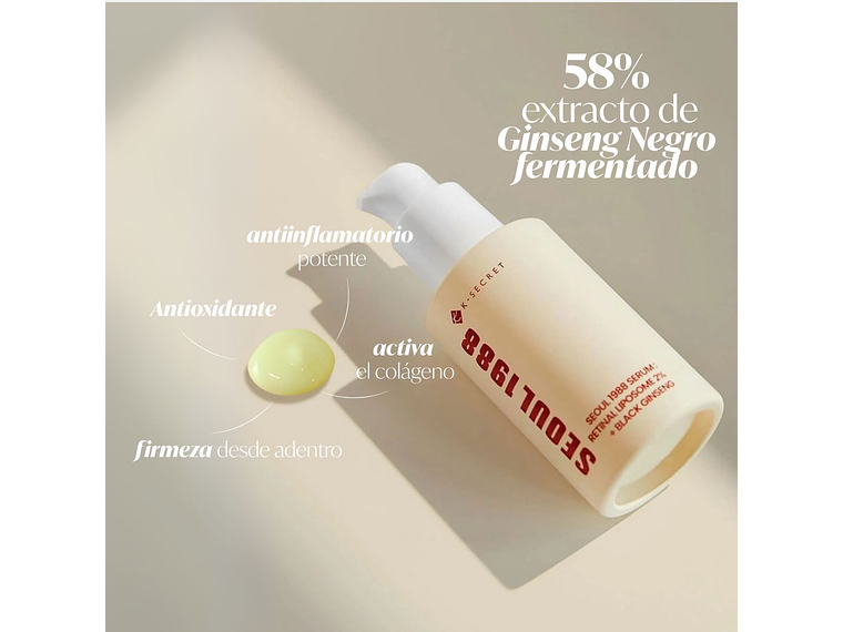 SEOUL 1988 | Retinal Liposome 2% + Ginseng Black – Sérum Antiedad Iluminador - 30ml 3